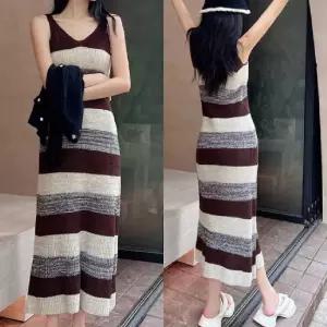 민소매 나시 배색 니트 롱원피스 여름휴가 바캉스룩레어이드 데님 미니 뒷밴딩 끈원피스 멜빵 셔츠 반팔