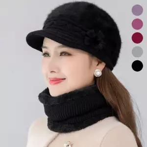 중장년 래빗퍼 니트모자 넥워머세트여성추천 겨울 여자