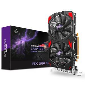 Kelinx AISURIX RX 580 그래픽 카드, 2048SP, 리얼 8GB, GDDR5, 256비트, PC 게이밍 비디오 2XDP, HDMI, PCI Express 3.0(데스크탑 컴퓨터 GPU용 프리즈 팬 스톱 포함)