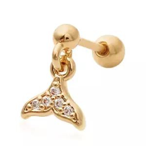 14K 골드핀 샤인 돌핀 피어싱 (한쪽판매)데일리 금침 여친선물 로즈 여자 결혼식 귀걸이 김침