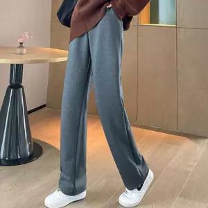 퍼 안감 와이드팬츠 허리밴딩 여성 겨울바지 통st 베이직 캐주얼통 밴딩 따뜻한 편한 여자 여자기모