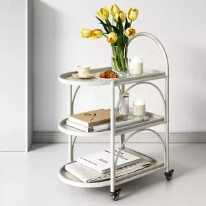 버즈이 바 카트 가정용 금속 서빙 소형 커피 음료 잠금 바퀴가 달린 주방 거실용 이동식 롤링 화이트