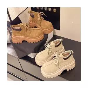 야무치 여자 데일리룩 신발 워커힐 스크럽 통굽 버킨 슈즈 빈티지 스트랩 워커 하이탑 KUK5
