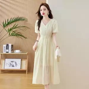 피콜로 여자 데일리룩 원피스 롱 프렌치 버클 여름 슬림핏 스커트 KUK2