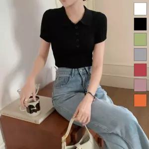 LDN-20250081크롭니트 반팔티 여름 단추셔츠 예쁜 봄옷