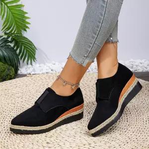 야무치 여성 플랫 스웨이드 발편한 로퍼 통굽 단화 스니커즈 신발 데일리룩 봄가을 KUK3