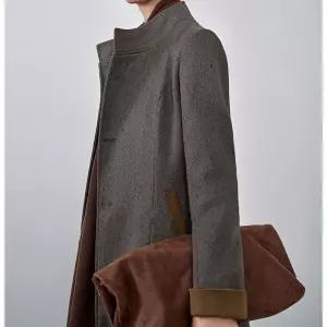 롱 모직 빈티지 고지식인풍 하이넥 코트 고감 여자코트 원템1