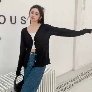 브이넥 루즈핏 가디건 여성 얇은 니트 코트 카디건 예쁜 간절기 오버 자켓 비치웨어 여름하객룩 코디 여자