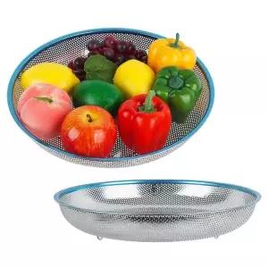 [콩심팥심]원형 스텐 채반 6호 중간높이 펀칭망 바구니 주방용품 야채 세척