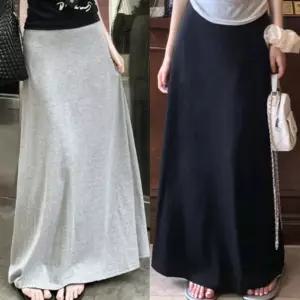 여성 롱 밴딩 스커트 A라인 데일리 긴치마 여자 봄스커트 가을 편한 여자룩 캐주얼 기본 밴치마 심플 트렌