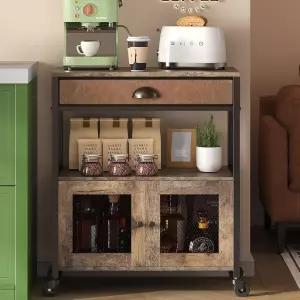 X-코스락 커피 바 캐비닛 3단 주방 카트 가정용 서랍 거실 현관 식당 이동식 농가 키첸 스테이션 테이블