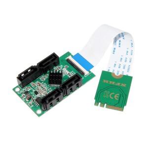 [호환품]M.2 A E 키 - 4 SATA III 어댑터 10CM 숏 케이블 6Gbps RAID 확장 (미니 PC/NAS/산업용 SSD/HDD용)