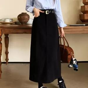 코로듀이 롱스커트 골덴치마 A라인 벨트 여성 치마 A스커트 가을 겨울 벨벳 증정 코듀로이
