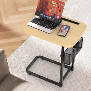 대형 테이블탑이 있는 패션 TV 트레이 수납 바구니가 조절 가능한 소파 튼튼한 금속 프레임 시청 식사