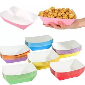 10/20/30/40/50pcs 다채로운 종이 음식 트레이 일회용 핫도그 여름 스낵 감자 튀김 바베큐 피크닉 생일