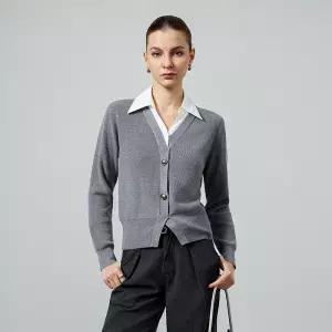 여성니트 봄 트렌디한 시크 니트 감각의 투피스 칼라 슬림핏 상의 심쿵해외구매