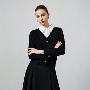 여자니트 빈티지 페이크 패치 터틀넥 스쿨룩 블랙 상의 패션 니트 봄 심쿵