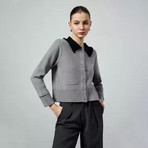 여자니트 봄 긴팔 상의 카라넥 가디건 그레이 하트 버튼 블랙 니트 심쿵