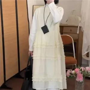 데이트룩 데일리 나들이 프릴 캉캉 나시 롱원피스골지 봄원 심플한윈 슬림핏 생일 파티 우아한 포인트 민소