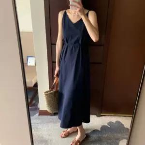 여성 쇄골라인 나시 롱원피스 1P V넥 A라인 바캉스끈 A긴치마 여름 휴양지 여자 봄원피스 데일리 캐주얼 A