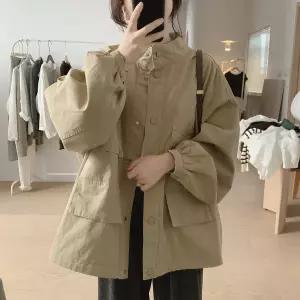 여성코트 차이나카라 카고코트 가을 루즈핏 빅사이즈 빅포켓 면 빈티지 상의 심쿵해외구매