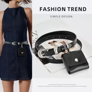 여성벨트 가죽 미니가방 일체형 디자인 벨트를 매치한 허리백 심쿵해외구매