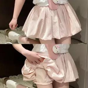 바스락 벌룬 스커트 플리츠 밴딩 플레어 펌킨 햅번 a라인 롱 치마 주름 블랙 하객룩