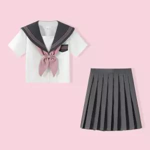 반팔 세라복 세트(그레이)졸사컨셉 졸업사진 일본교 스쿨룩 세락 예쁜교 코스프레 의상 여자교