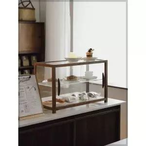 유리 쇼케이스 우드 호두 카페 디저트 미니 레이어 쿠키 나무 진열장 디스