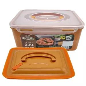 [콩심팥심]TBZ 황토락 김치통 5호 소 3.6L 누름판포함 절임 밀폐용기