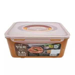 TBZ 황토락 김치통 5호 소 3.6L 핸들 밀폐 절임 보관용기