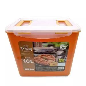 TBZ 황토락 김치통 6호 특대 16L 핸들 밀폐 절임 보관용기