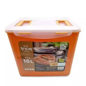 TBZ 황토락 김치통 6호 특대 16L 핸들 밀폐 절임 보관용기