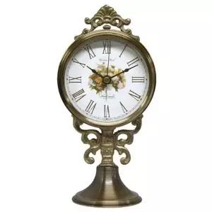 [콩심팥심]주석 소재 장미 디자인 탁상 알람시계 침실 인테리어 시계