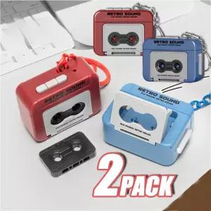 1/2Pcs 레트로 레코더 키 체인 15S 카세트 테이프 열쇠 고리 학생 가방 펜던트 커플 친구 선물