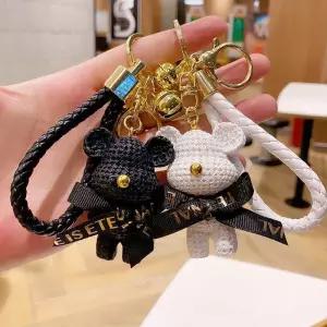창의적인 곰 열쇠고리 귀여운 쥬얼리 레진 장신구 소녀 선물 여성 가방 참 휴대폰 인형 펜던트 자동차 키링