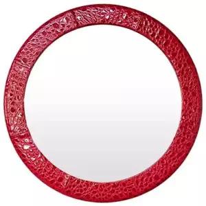 대형 원형 인테리어 벽거울 50cm 가죽테두리 레드톤 인테리어소품
