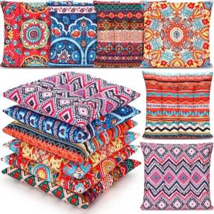 멩크시 6개 보헤미안 바닥 베개 좌석 15인치 쿠션 사각 요가 만다라 명상 푸프 거실 발코니 사무실 타타미