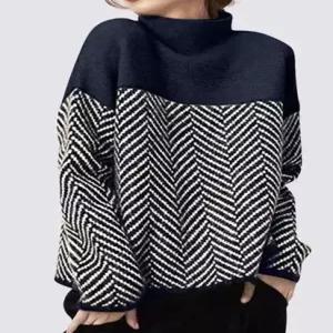 [귈림] 헤링본 체크 스탠딩 칼라 니트 G4WKN096P)