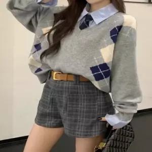 [귈림] 아가일 체크 배색 니트 G4WKN086P)