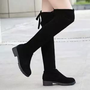 여성 스웨이드 백 리본 니하이 롱부츠 LK-R96T