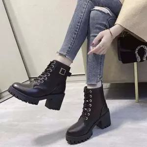 인기상품 버클 장식 털안감 여성 라운드앞코 통굽 워커 [WF8CCD5_260403]