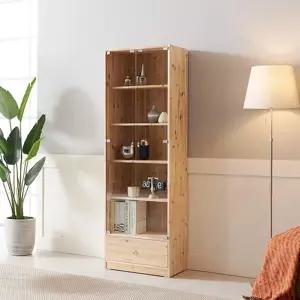 북유럽 감성 강화유리 도어 원목 장식장 거실수납 그릇진열장 피규어장