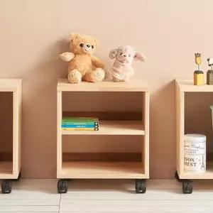 편리한 이동 바퀴 2단 원목 수납 선반 협탁 집꾸미기 인테리어 분위기전환 디자인가구
