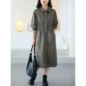 스파이더맨 치마 원피스 롱 가을 루즈핏 순색 복고 커버 속살 트렌치코트 하이웨스트 여성원피스 OPH3