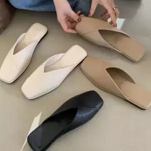 인기상품 크로스 절개 포인트 스퀘어 여성 뮬 슬리퍼 [WF8CCDD_260403]