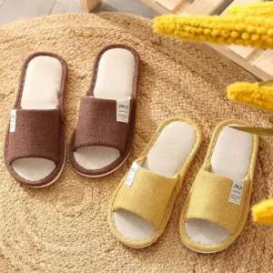 인기상품 패치 포인트 오픈형 남여공용 린넨 실내화 슬리퍼 [WF8CD2E_260403]