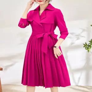 스파이더맨 춘추 원피스 여친 레드 미디 트렌치 긴팔 카라넥 OPH1