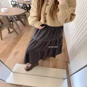 스파이더맨 여친 스커트 빈티지 캐주얼 체크 A라인 중기장 밴딩 OPH1