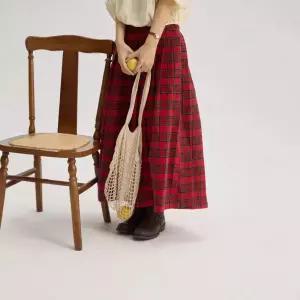 스파이더맨 스커트 여자 추도 산타 체크 중기장 A라인 OPH3